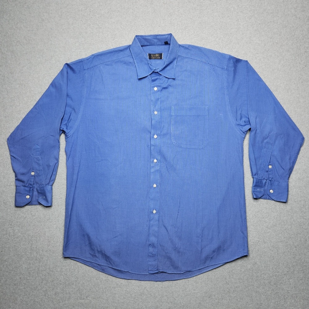 VINTAGE Gitman Bros Shirt 16.5‎ 35 Blue Micro Houndstooth Oxford USA Parisian